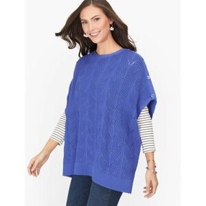 Talbots Blue Cable Knit Poncho